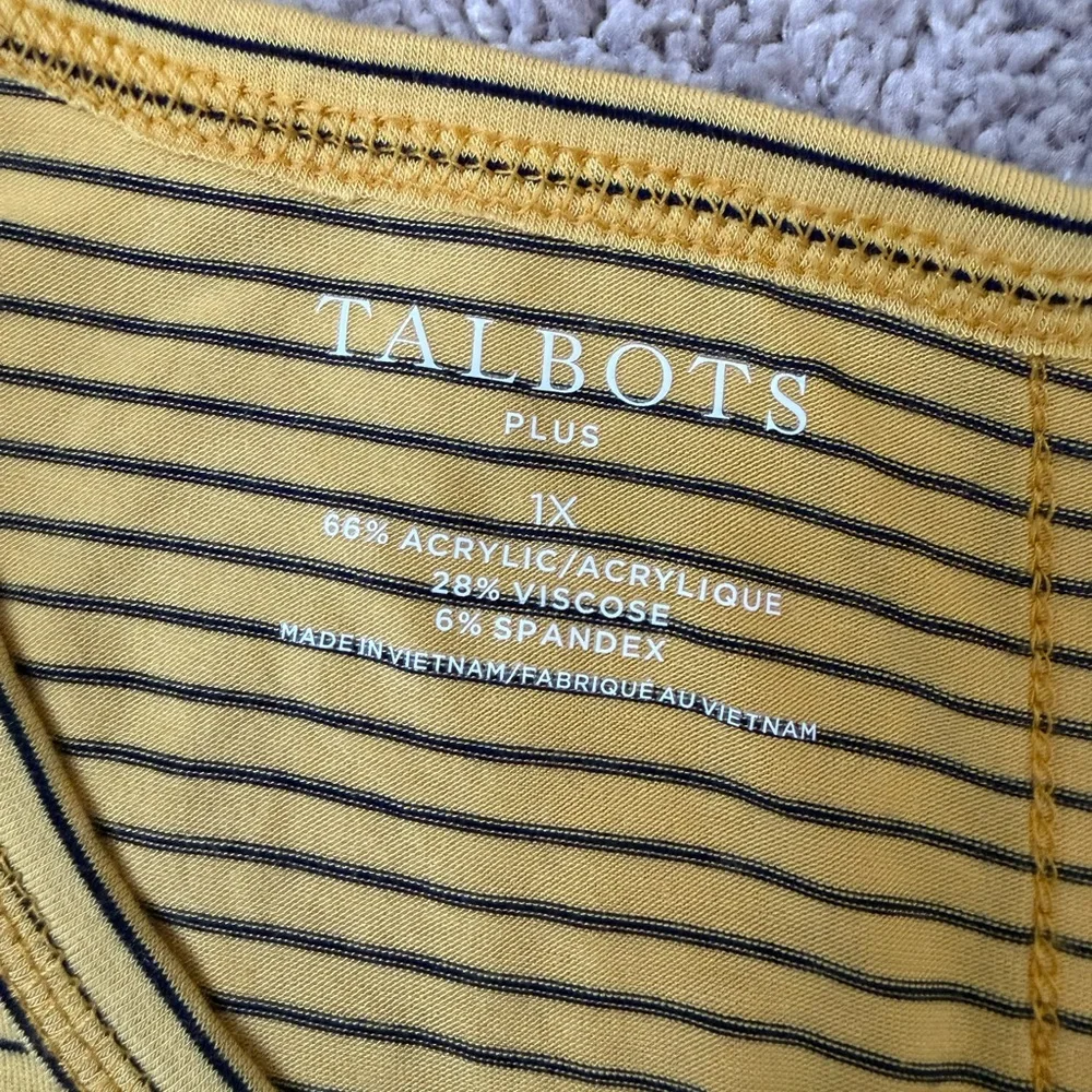Talbots Yellow Navy Striped Long Sleeve Top